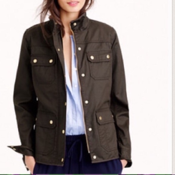 J Crew Relaxed Boyfriend Field Jacket Womens Large Utility Gorp Preppy Military - Picture 3 of 9